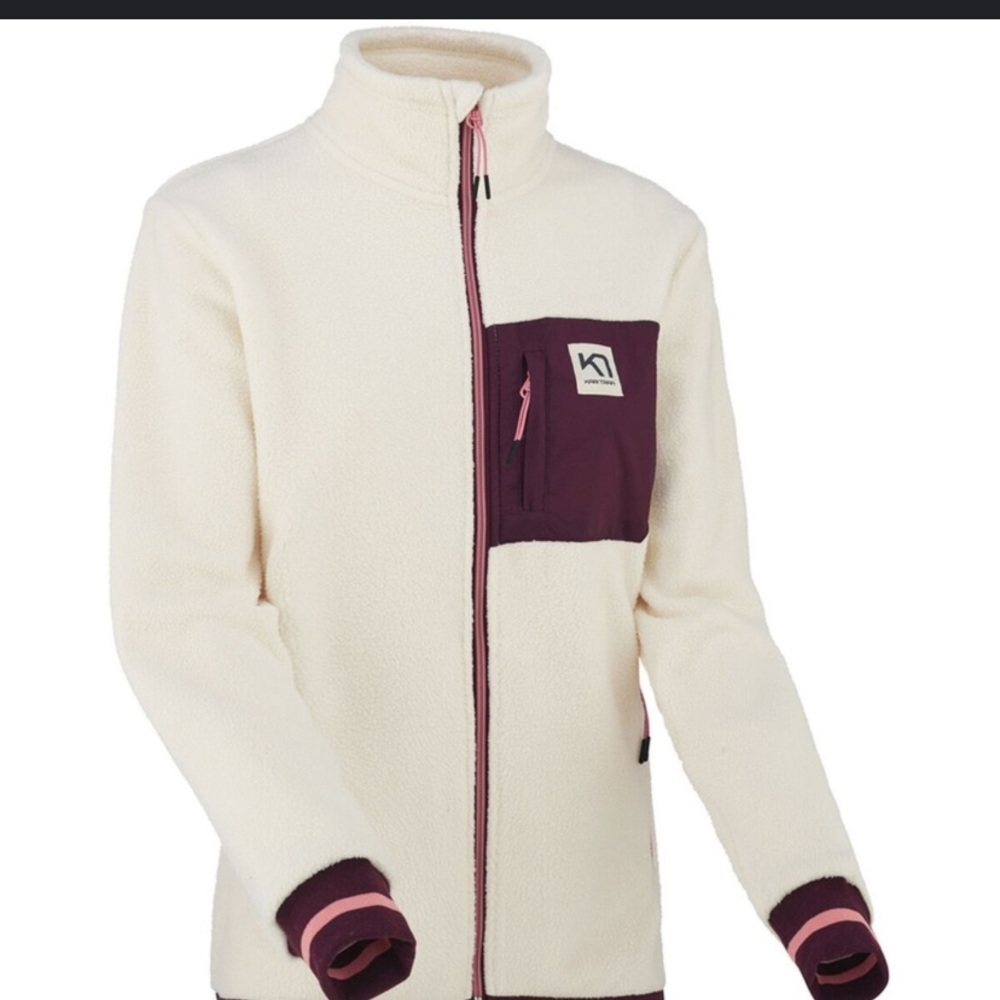 Rothe Midlayer Fleece Jacket cream maroon full zip  active fall casual S